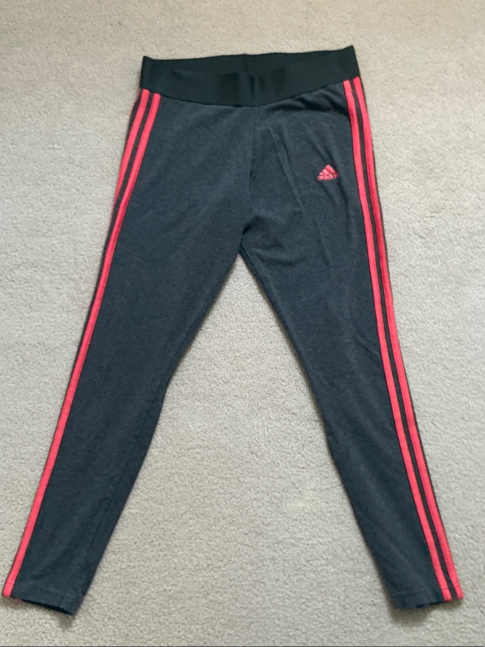 adidas Black Leggings with Pink Side Stripes